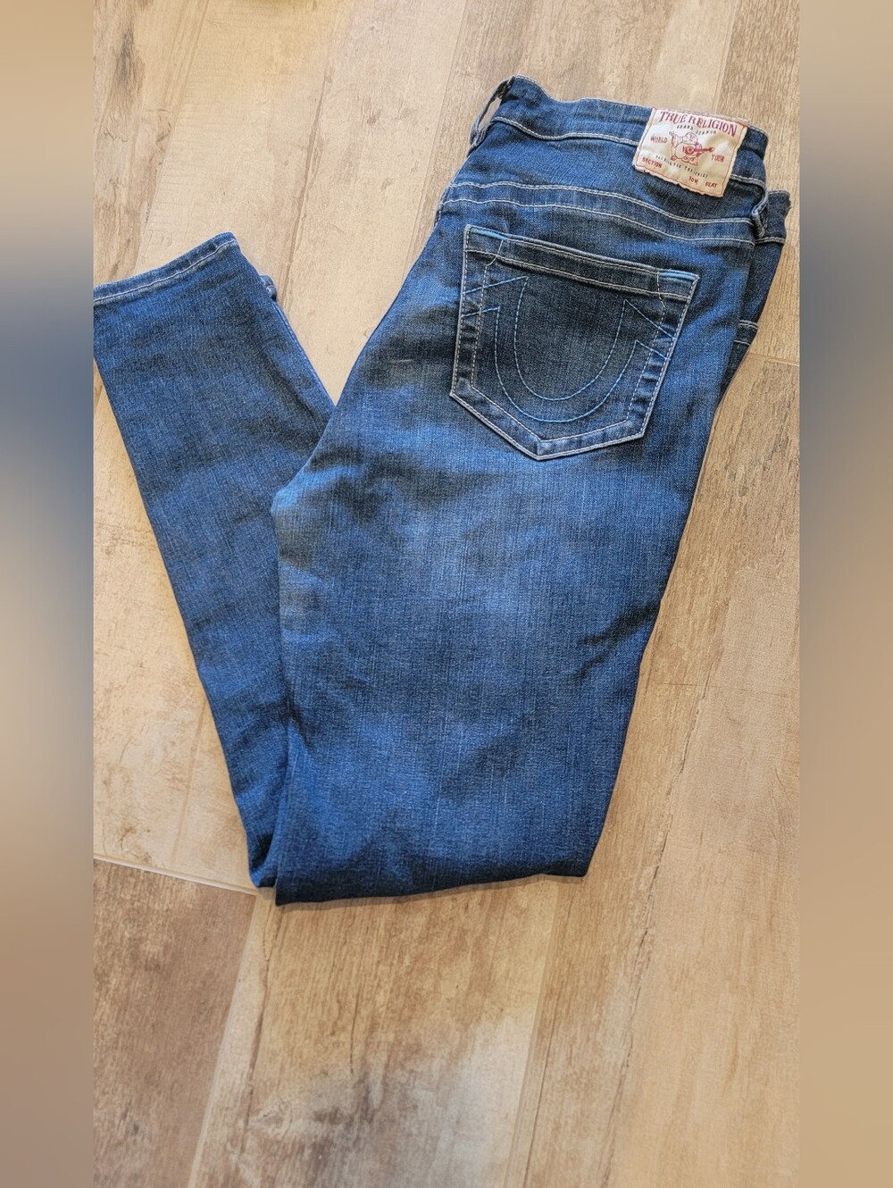 True Religion Women's Blue Halle Super Skinny Jeans with Signature Pocket 32